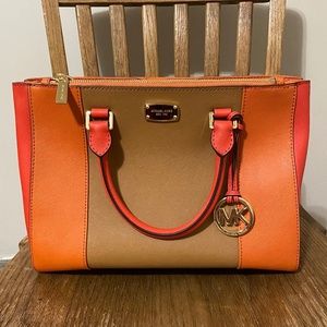 Michael Kors Orange and Brown Tote